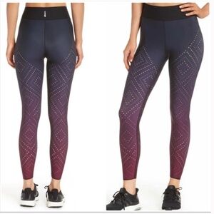 Ultracor Sprinter Argyle High Waist Pixelate Leggings Ombré Navy Fuchsia Small
